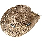 Wildarms Men’s Woven Straw Cowboy Hat Cowgirl Sun Beach Hat for Women Wide Brim Western Cowboy Hat with Decorative Bands