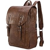 Montana West × Wrangler Backpack for Women Men Backpack Purse for Work Business Unisex Stylish Vegan Leather Dark Brown Backpack