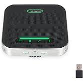 TONGVEO Bluetooth Conference Speaker with Microphone, AI Noise Cancelling USB/Wireless Speakerphone for PC, 4 Mics 360&deg; Voice Pickup, 24H for Zoom, Teams, Home Office Meeting Room