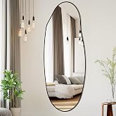 Mirrorons Irregular Mirror 63"x24" Oval Vanity Mirror Wall Decor, Black | Asymmetrical Wall Mount Mirror, Decorative Mirror Modern Home Decor for Bedroom, Living Room, Entryway, Horizontal &amp; Vertical