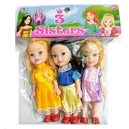 Kreiz 3 Pretty Sisters Triplet Girl Sisters Dolls Pack of 3 Random Color Will Ship