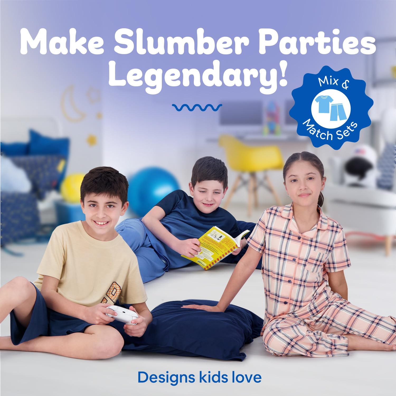 US Angels Boys Pajamas Set, 3-Piece Boys’ Sleepwear Pjs, Loose Fit, Soft, Breathable, Teens and Kids - Size 7-8, 10-12, 14-16