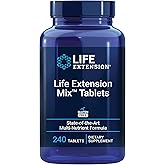 Life Extension Mix Tablets, high-Potency, Advanced Vitamin, Mineral, Fruit & Vegetable Formula, Vitamin C, B, D, E, Magnesium, for Whole-Body Health, Healthy Aging, Gluten-Free, 240 Tablets