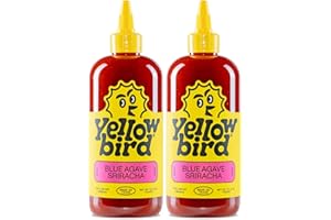 YELLOWBIRD FOODS Yellowbird® Classic Blue Agave Sriracha 19.6 oz. Tabletop Size (Mellow Hot | 2 Bottles | Made in Texas)