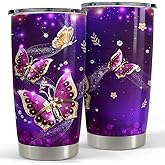 SANDJEST Butterfly 20oz Tumbler with Lid Gift for Women, Mother's Day, Birthday Gift Idea…