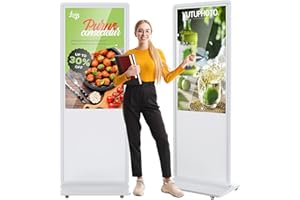 JIYANG 49 Inch Digital Signage Display,Indoor Floor Standing TouchScreen Advertising Display Kiosk Android System,Commercial LCD Totem Support HDMI-in,Free Customization Stickers and CMS System(White)