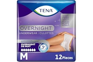 TENA Incontinence Underwear, Overnight Absorbency, Medium, 12 Count, white