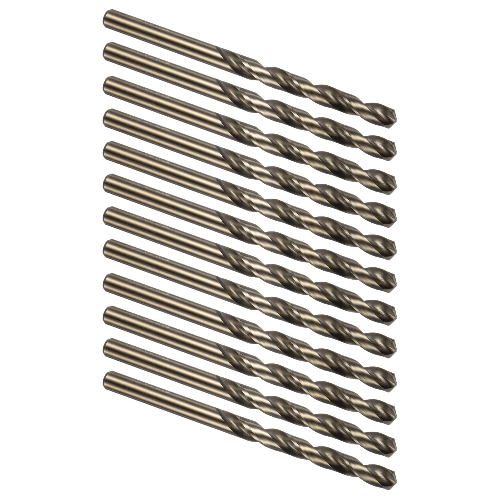 Kozelo 12PCS Twist Drill Bit - [9/32"] M35 High-Speed Steel Cobalt Round Shank Jobber Bit Set Dark Gold for Metal Wood Plastic Steel Use, 68mm/2.68" Blade Length — image 1