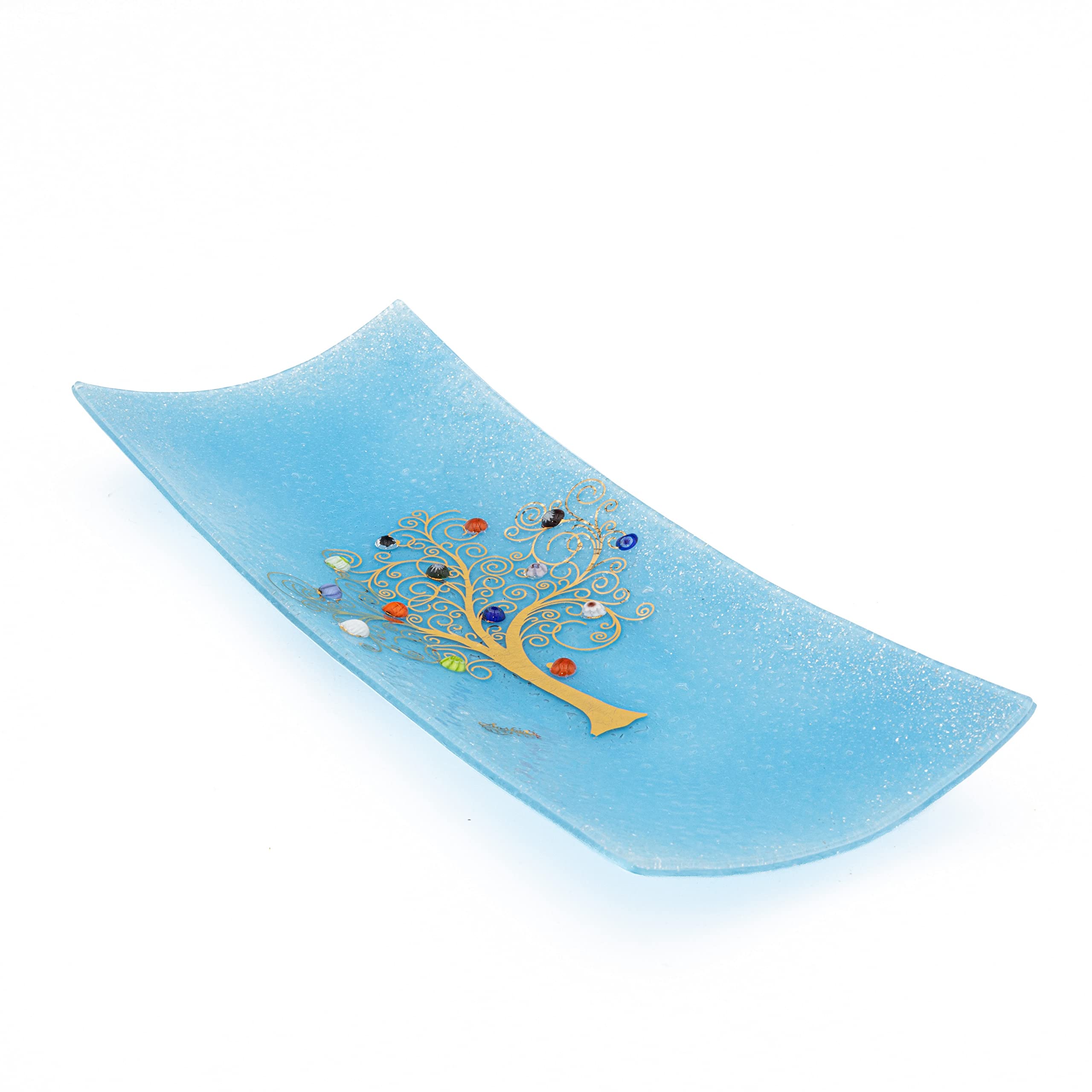 Sospiri Venezia - Murano Glass Decorative Bowl, Tree of Life Design, Handmade in Italy, Murrine & Gold Leaf Accents, Elegant Gift Idea, 11.8 x 5.1 in