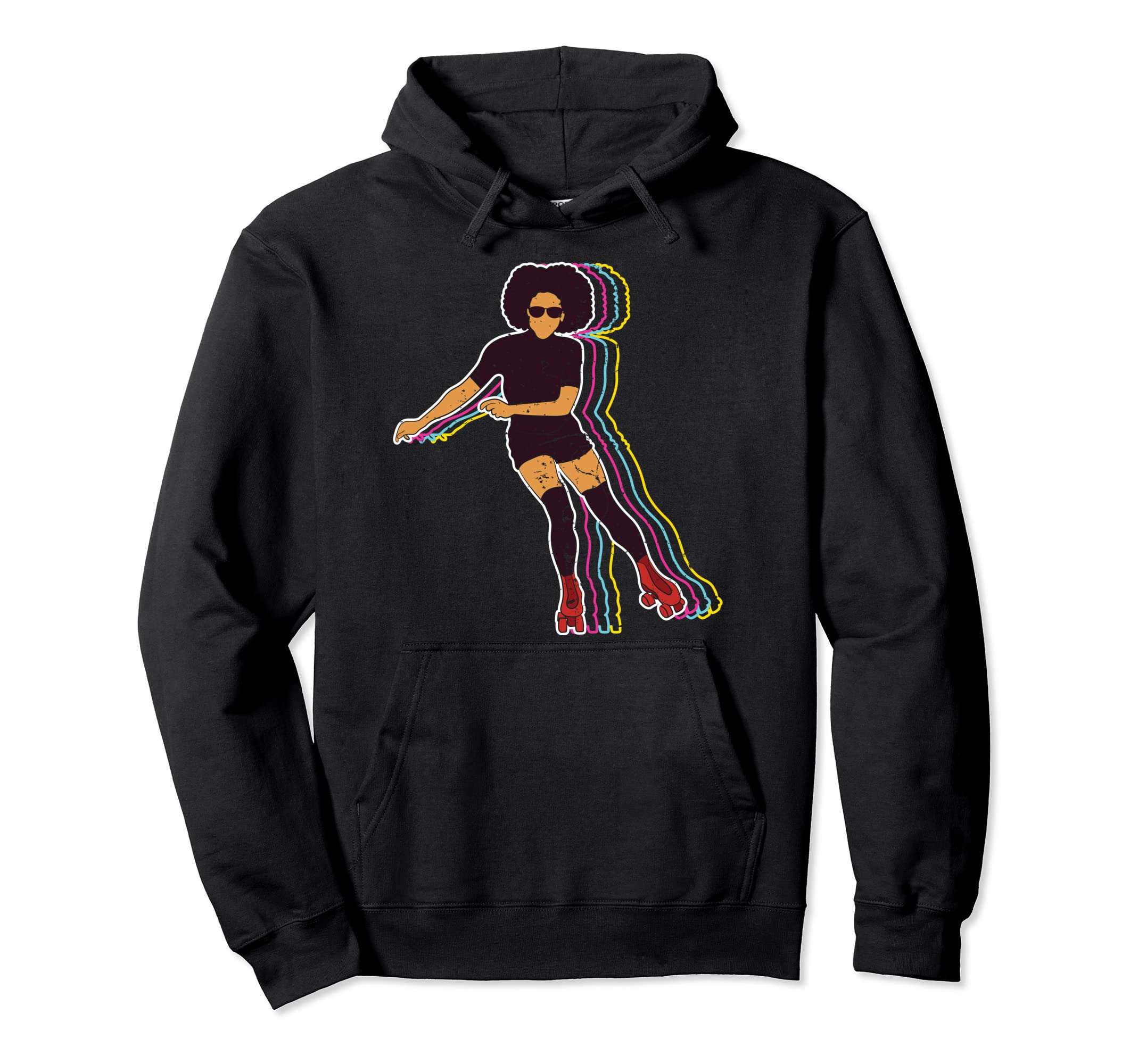 Womens Vintage Roller Skating Girls Clothes Afro 70s 80s Pullover Hoodie