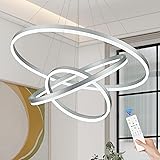 Benkut D31.5 3 Rings Modern LED Chandelier Silver