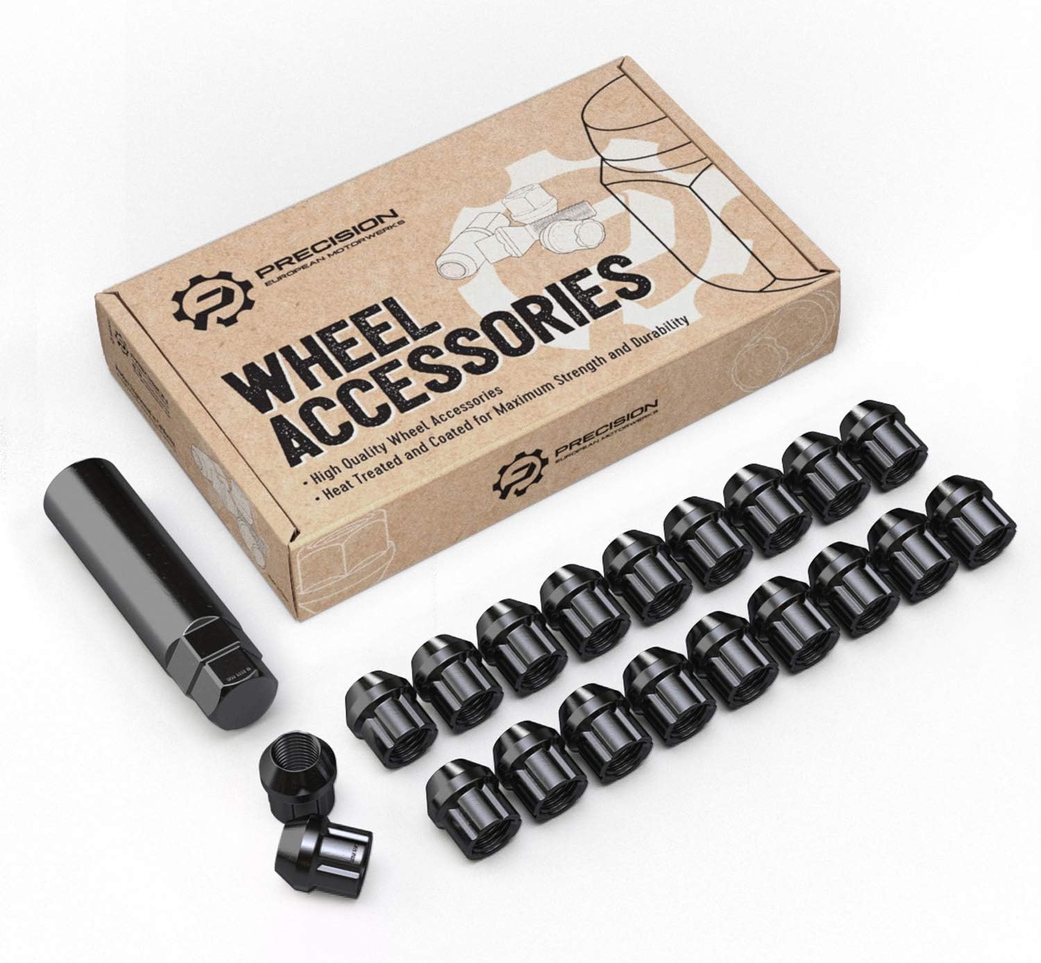 20pcs Black Spline Drive Lug Nuts 12x1.25 Thread Size 1