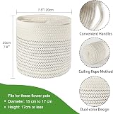 tenn well 20cm Plant Pot with Liner Cotton Indoor Planter Basket Black White view 3