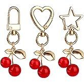 Cecliy Cute Keychain Cherry Strawberry Bag Charms,Metal Key Chains Women,Car Accessories Keyrings Gifts for Women Handbags