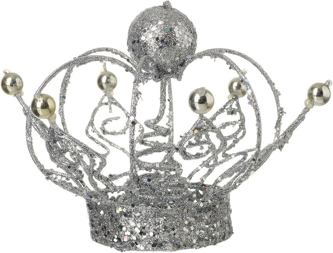 Silver Glitter Crown Christmas Tree Topper (19cm) Amazon.co.uk