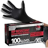 Venom Steel - VEN6144N Nitrile Gloves, Rip Resistant Disposable Latex Free Black Gloves, 2 Layer Gloves, 6 mil Thick, X-Large (Pack of 100)