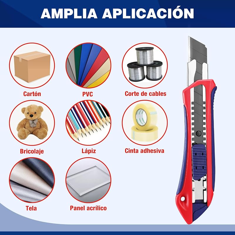 Cúter Profesional, 3 Piezas, con 10 Cuchillas de Recambio