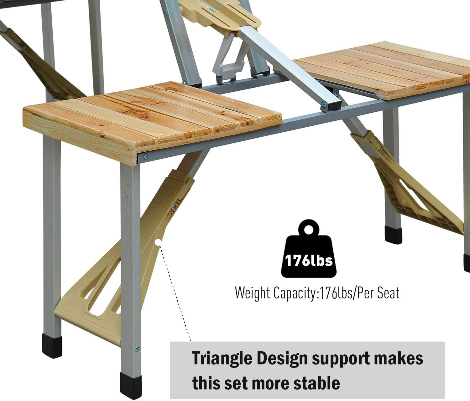 Outsunny Portable Foldable Camping Picnic Table with Seats Chairs and Umbrella Hole, 4-Person Fold Up Travel Picnic Table, Wood : Outdoor And Patio Products : Garden & Outdoor