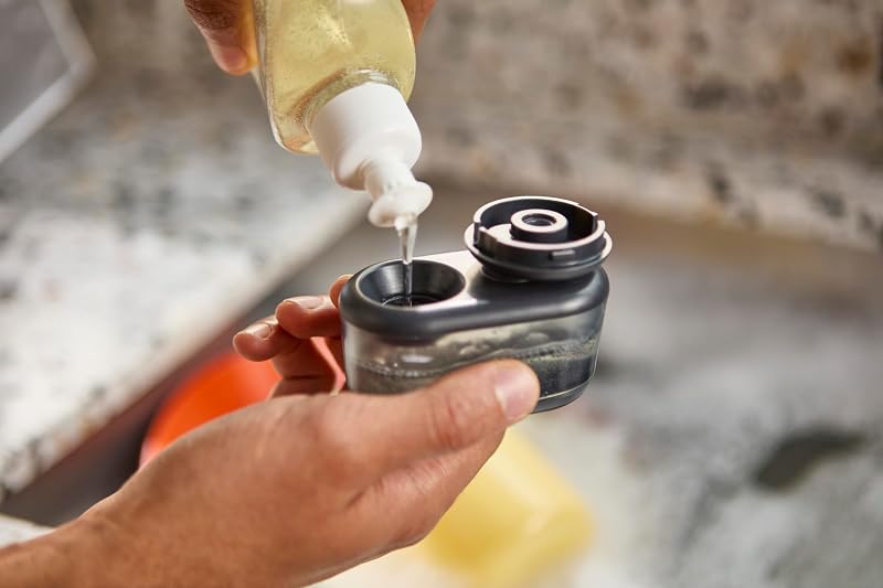 SinkTech Cepillo de Palma para Fregar Platos con Dispensador de Jabón y Base de Acero Inoxidable