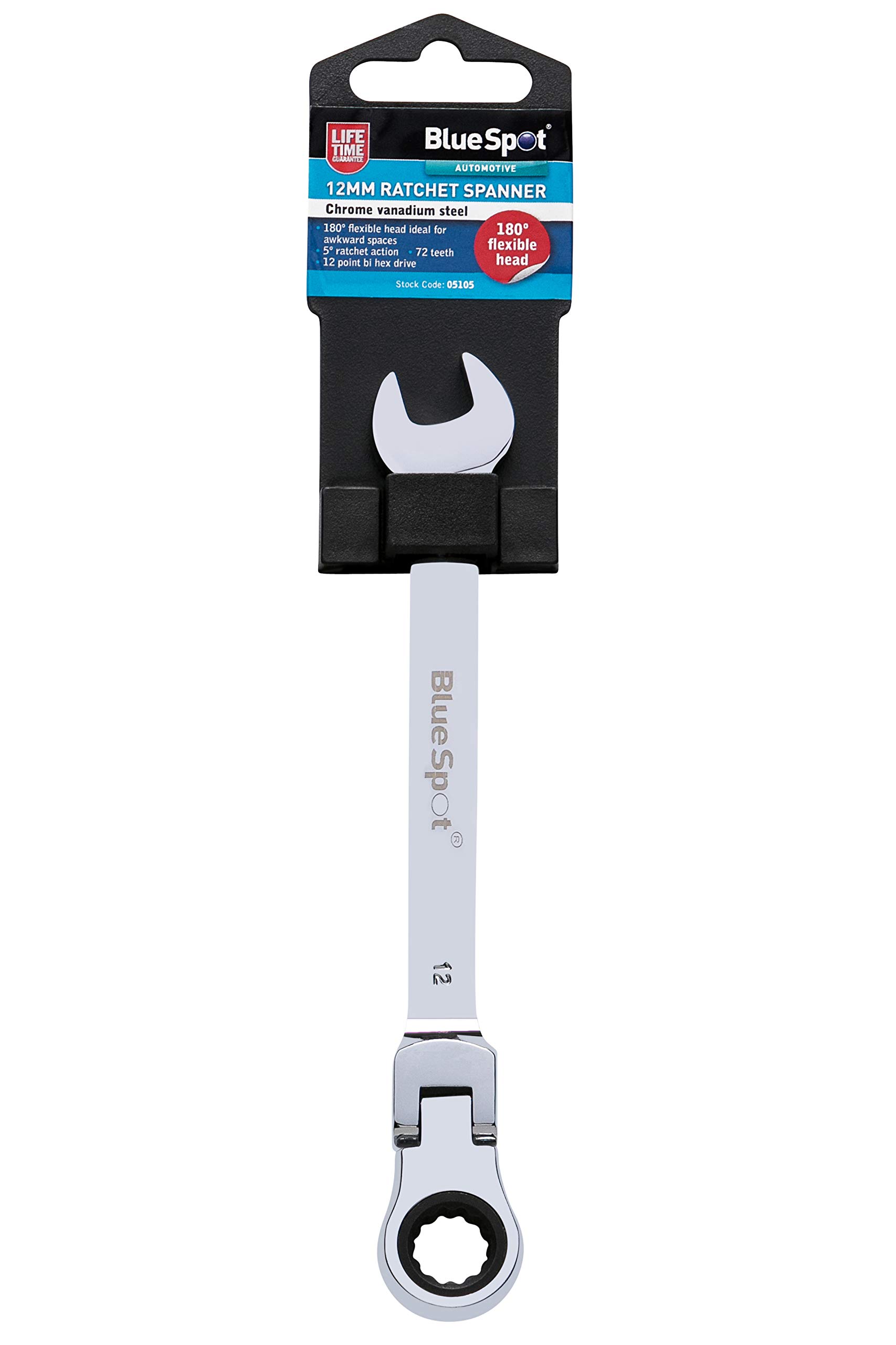 Blue Spot Tools 12mm Ratchet Spanner Flexible Head (180°)