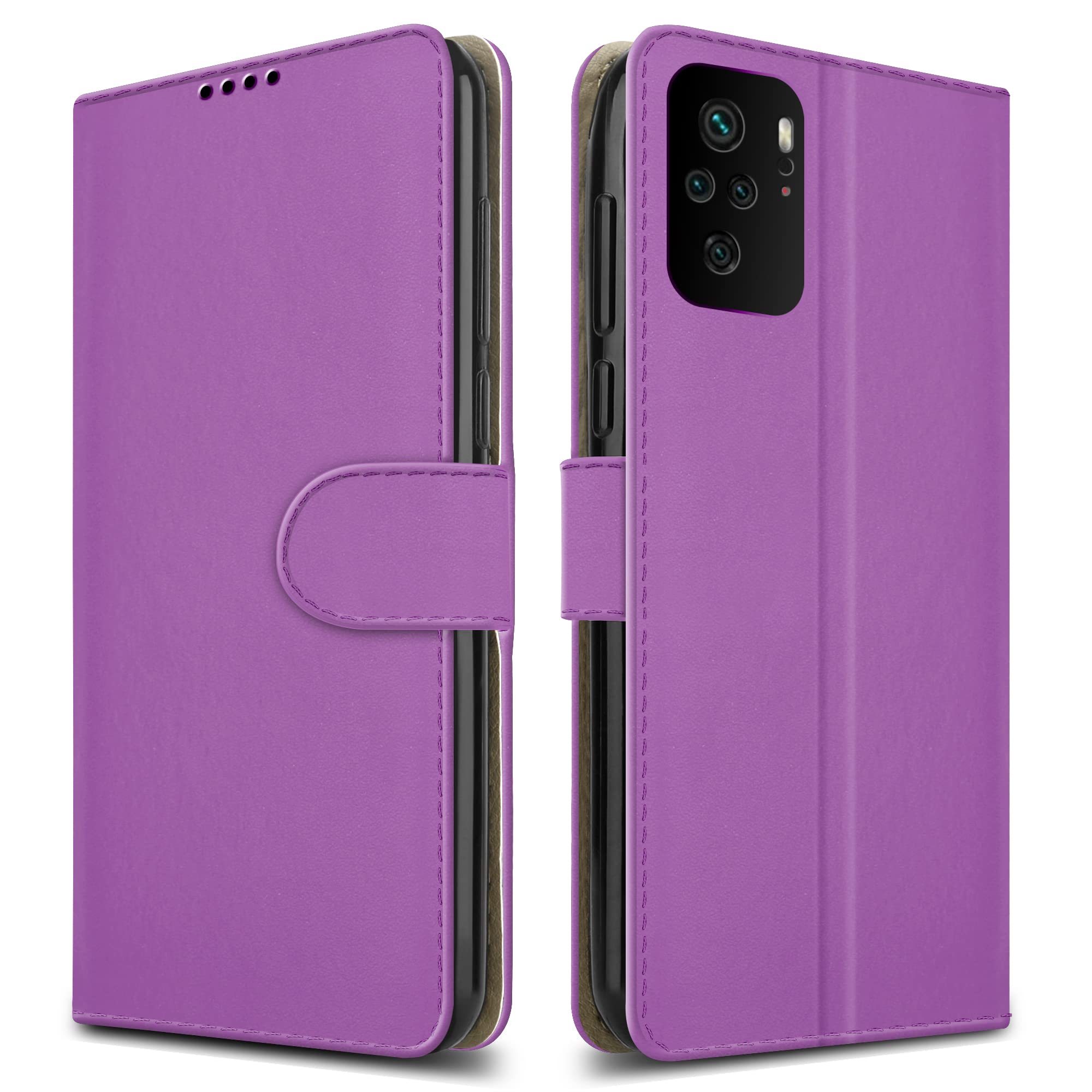 PIXFAB For Xiaomi Poco M5S Leather Phone Case, Magnetic Closure Full Protection Book Folio Design, Wallet Case Cover [Card Slots] and [Kickstand] For Xiaomi Poco M5s - Purple
