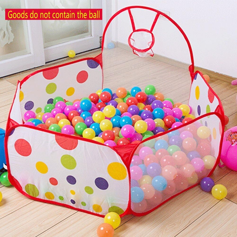 Kids Ball Pit Playpen, portable Folding Hexagon Polka Dot Play House Tent Children Toy with Basketball Hoop(The ball is not included)