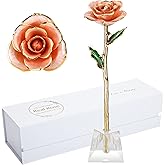 MAXSPT Mom Gifts Gold Rose,Gold Dipped Rose Made from Real Rose Gifts for her and Best Gifts for Mother Gold Roses (Pink Rose with Crystal Stand)