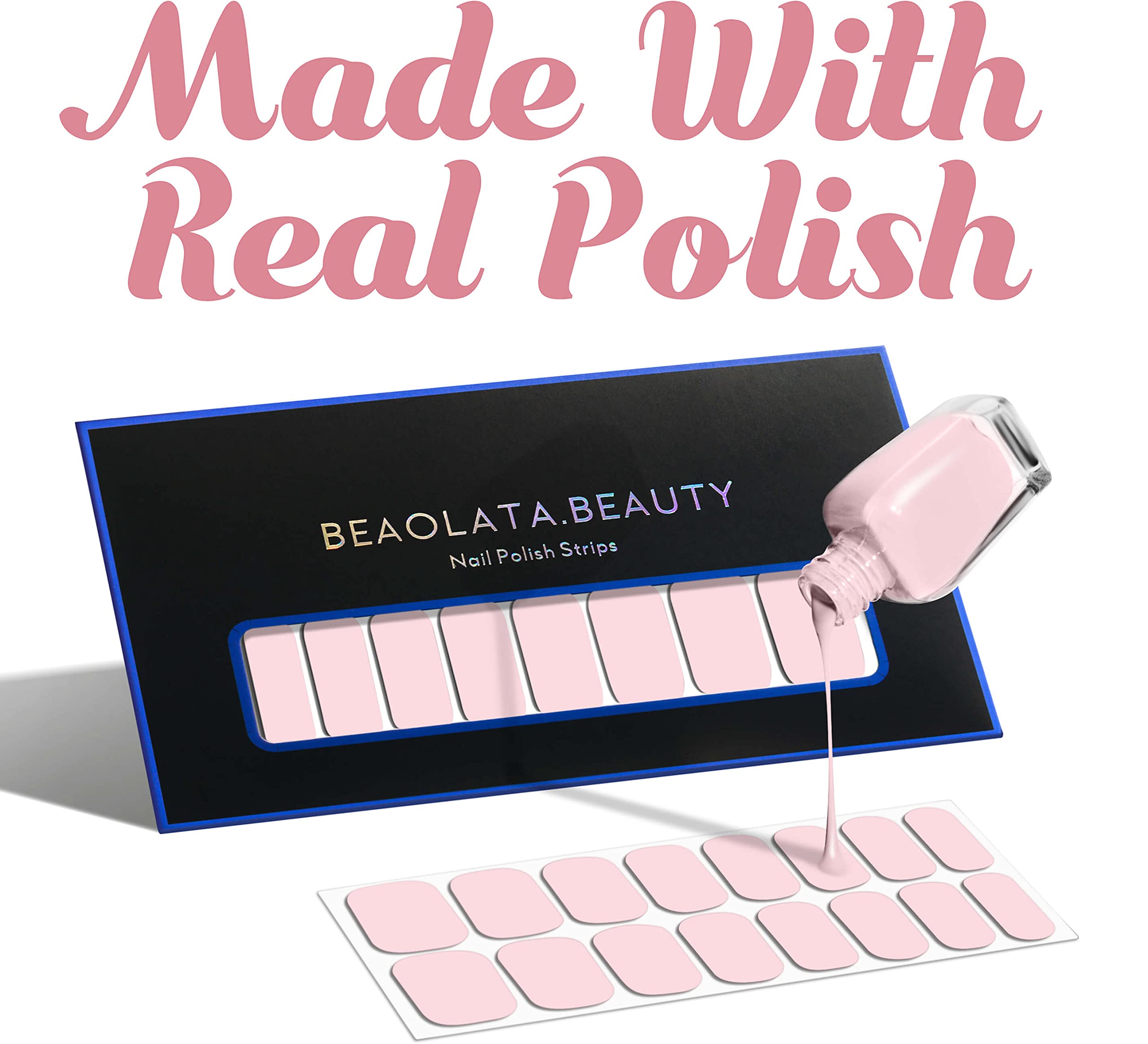 Beaolata Nail Polish Strips, 32PCS Salon Quality Wraps, Long Lasting Gel Nail Stickers for Women Easy Apply& Remove (Sweet Pink) - Image 5