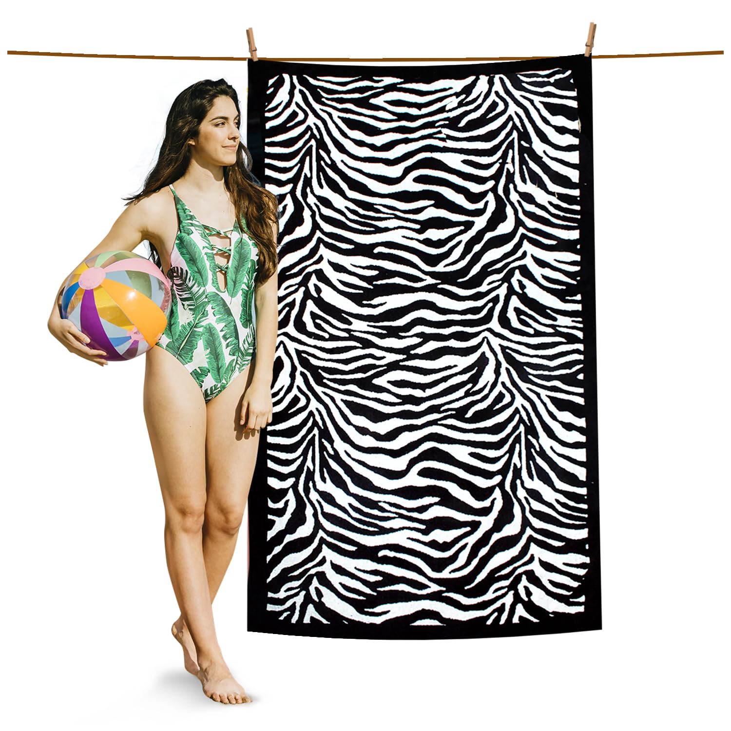 GC GAVENO CAVAILIA 1 Pk Animal Print 500 GSM Beach Towel, Lightweight Fast Drying Large Towel & Absorbent Beach Towel, Extra Large Beach Towels For Pool, Camping & Holiday