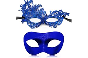 Aqearl Couple Masquerade Mask for Women Men Venetian Mask Halloween Mask for Party Prom Ball Costume Lace Mask