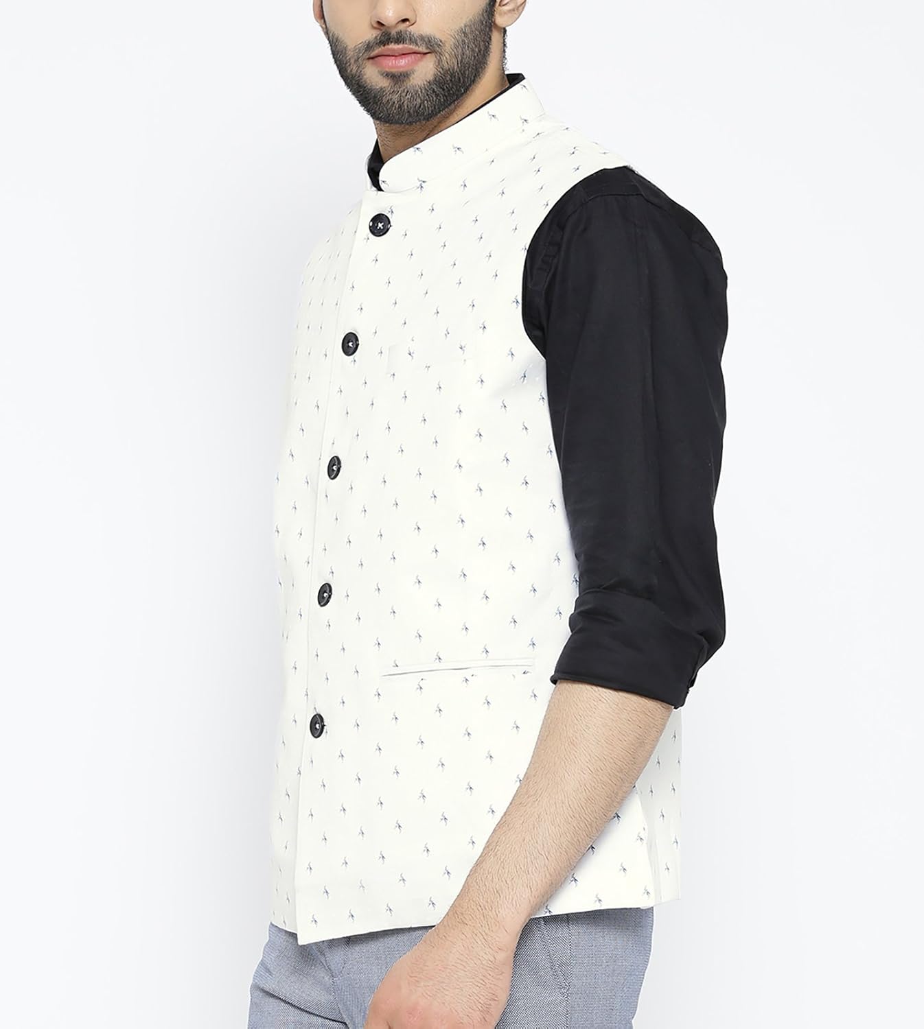 shaftesbury london men's cotton nehru jacket