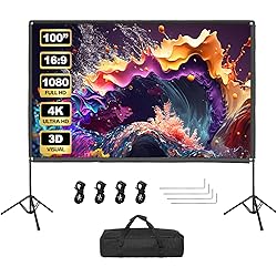 Projector Screen with Stand, Qoolfoto 100 Inch