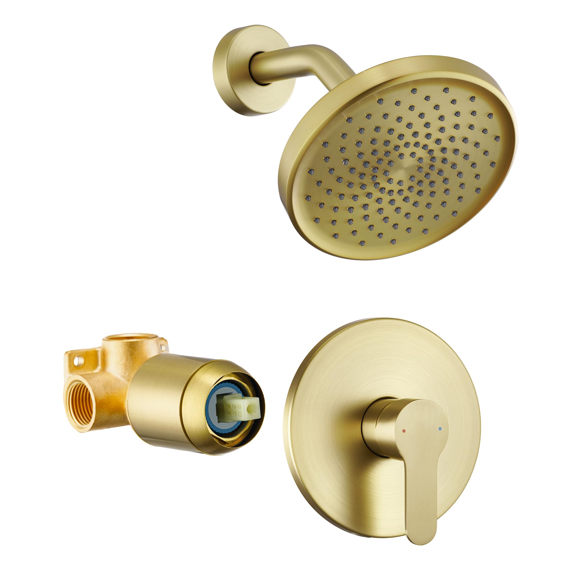 Photo 1 of Tohlar Gold Shower Faucet, Single-Handle Shower Faucet Set with 6 Inch Rainfall Shower Head and Handle Set Modern Shower Trim Kit with Valve Bath Shower Faucet Kit, Brushed Gold