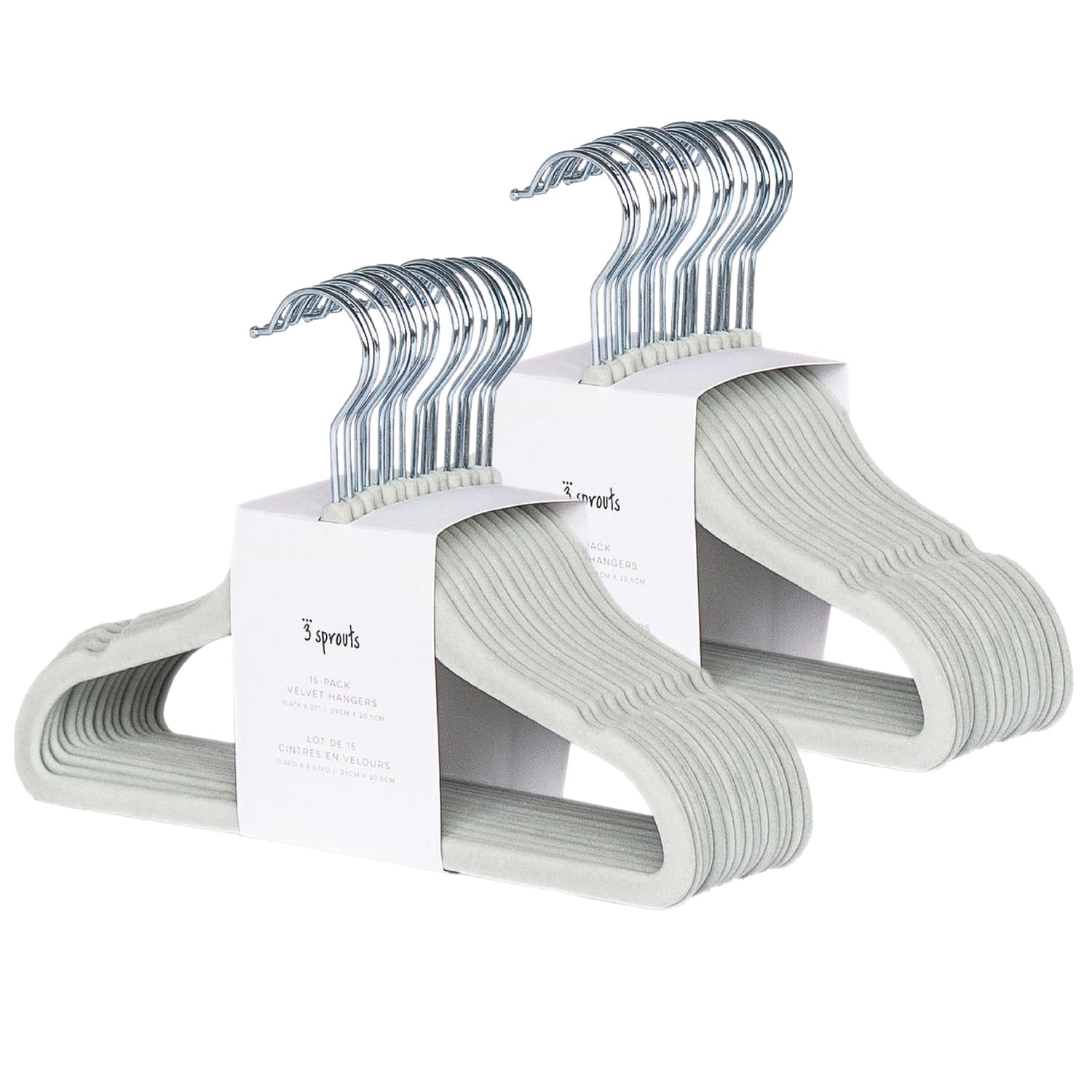 3 Sprouts Velvet Baby Hangers - Non-Slip Hangers for Infant & Toddler - Closet Hanger for Childrens Clothes & Coat - Newborn Hanger, Pack of 30 - Green