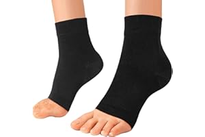 MENG YU QIAN XUN Medical-Grade Plantar Fasciitis Socks, Achilles Tendonitis Relief (Pair) Ankle Compression Sleeve for Sprain, Foot Swelling & Fatigue - Ankle Support Socks for Everyday Use- 20-30 mmHg (Beige, Black)