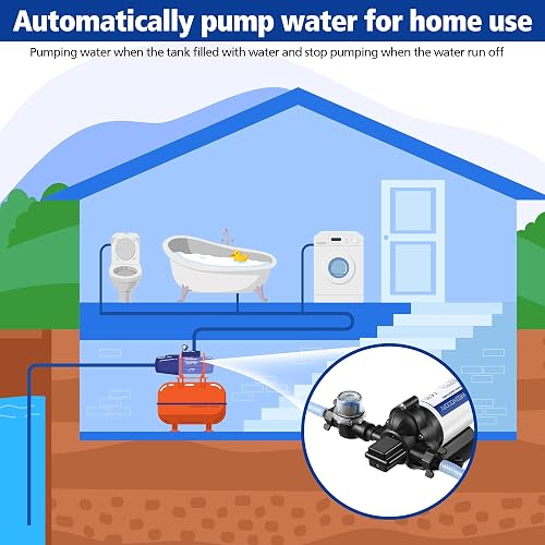 Dreyoo 115V 4 GPM 45 PSI Water Pressure Diaphragm Pump - Industrial Self-Priming Pump For Water Transfer