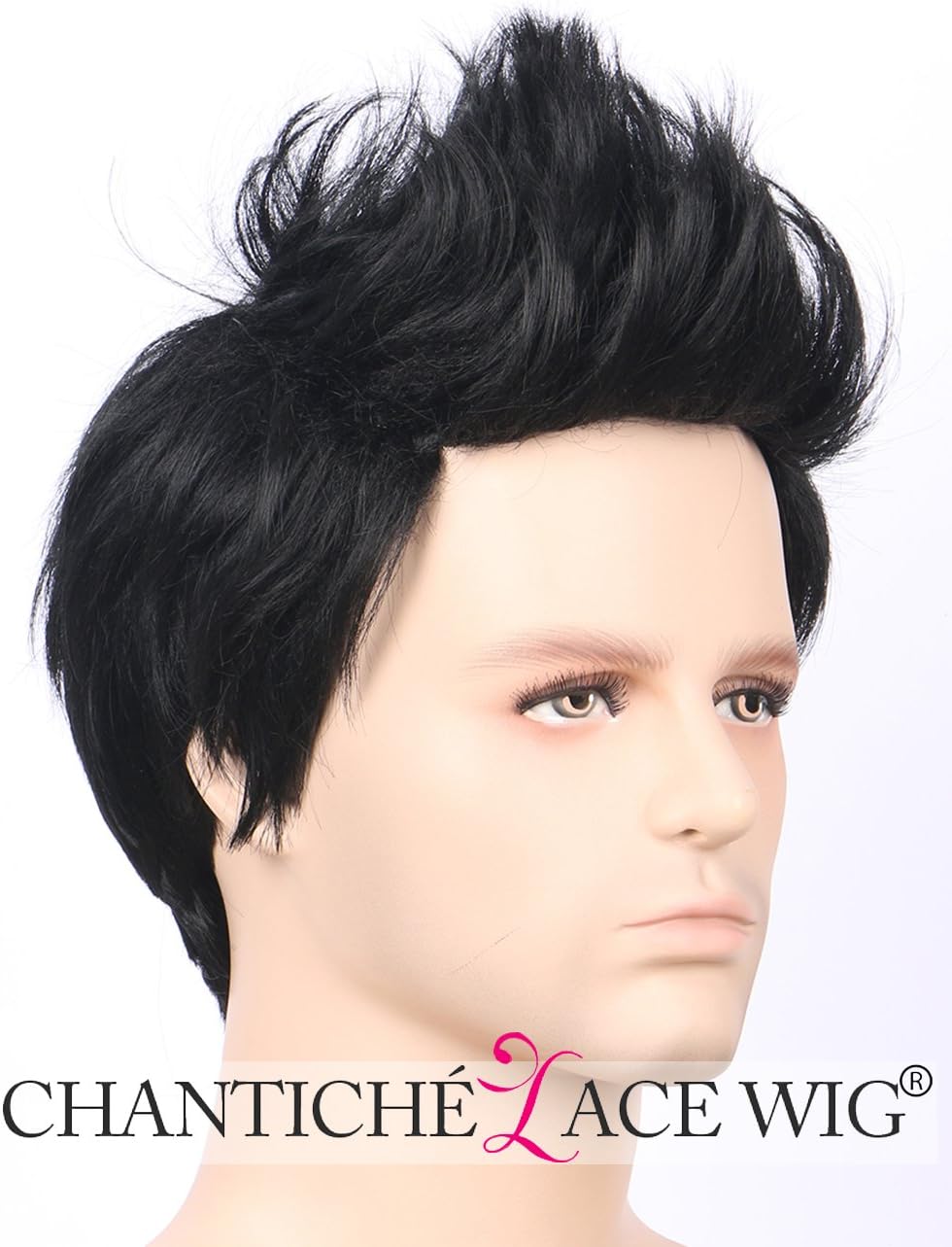 Chantiche Mens Wig - Cool Natural Straight Male Wig with Bangs Short Syntheric Wigs for Men Full Machine Made Mens Black Wig