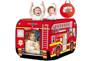 Britik Pop Up Play Tent for Kids Aged 3-5 Years Old Boys and Girls : Fire Truck Tent Playhouse Toy Play Tents for Toddlers 3-5 Kids Tent Indoor Outdoor Playhouse Toys for 3 + Year Old, Fire Truck