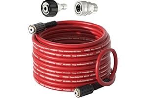SITIMIMIL 1/4"X25FT Pressure Washer Hose,Kink-Free with M22-14mm Stainless Steel Thread Power Washer Hose,Stainless Steel Sdapter Set(2-piece),Suitable for Ryobi,Troy Bilt,Greenworks,Simpson（3600PSI)