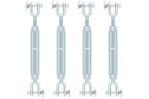 LOUNSWEER Turnbuckle Hook, 1/2 Inch Hot Dipped Galvanized Steel Jaw and Jaw Turnbuckle, 2200 Lbs Working Load Limit Turnbuckle for Sun Shades Cables Tent Installation Outdoor String Lights (4 Pcs)