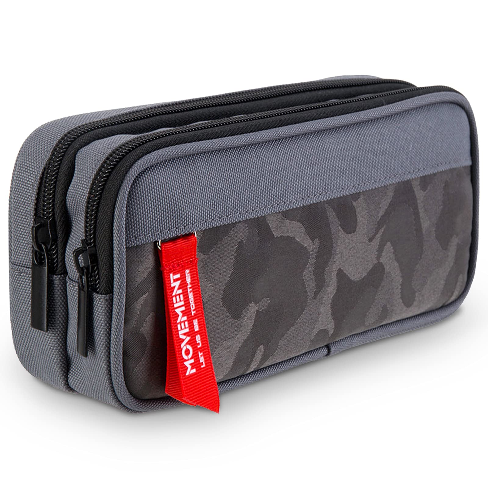 TOYESS Large Pencil Case for Boys and Girls, Lightweight Triple Pockets Pencil Cases with Big Compartments for School Stationary, Camouflage Gray — image 1