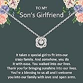 NOURISHLOV Sons Girlfriend Necklace from Mom, To my Son's Girlfriend Gifts, Sterling Silver 2 Infinity Heart Necklace, Valentine's Day Birthday Christmas Jewelry