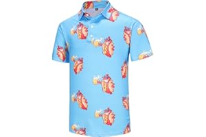 Mens Polo Shirts Funny Golf Shirt for Men Short Sleeve Performance Moisture Wicking Dry Fit Golf Polo Shirts for Men
