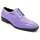 Men's Oxford Lace up Striped Satin Patent Tuxedo Dress Shoes MC-179
