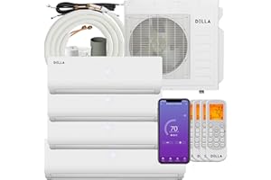 Della 36K BTU ODU Quad 4 Zone(9K 9K 12K 18K) 19 SEER2 208-230V Cools Up to 2350 Sq.Ft Wifi Energy Efficient Multi Zone Ductless Mini Split Air Conditioner Pre-Charged Heat Pump Full Set