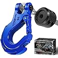 AUTMATCH Winch Hook 3/8" - Clevis Slip Hook with Safety Latch & Winch Cable Hook Stopper, Grade 70 Forged Steel Max 39,600Lbs Work for Winch Rope, ATV, UTV, Off Road Vehicle, Blue