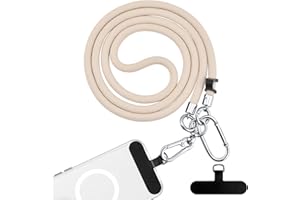 BFSD·DM Cell Phone Lanyard, Universal Crossbody Patch Phone Lanyards,2× Phone Patches,Nylon Phone Lanyards for Around The Neck,Compatible with Most Smartphones(Pale Apricot,48 inch)