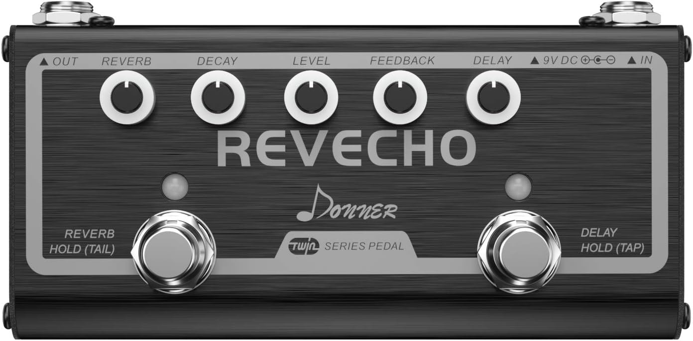 Donner Delay & Reverb Pedal 2 in 1 for Electric Guitar with Multi Effects in Metal, Tap Tempo Function, True Bypass - Image 3