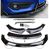 Universal Front Bumper Lip Chin Spoiler PP Front Bumper Lip Sopiler Wing Body with Adjustable 8"-11" Support Splitter Rod… (N