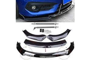Universal Front Bumper Lip Chin Spoiler PP Front Bumper Lip Sopiler Wing Body with Adjustable 8"-11" Support Splitter Rod… (N
